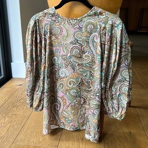Paisley in pink top bubble sleeve size M